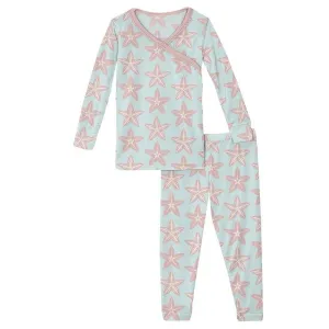 KicKee Pants L/S Scallop Kimono Pajama Set - Fresh Air Fancy Starfish