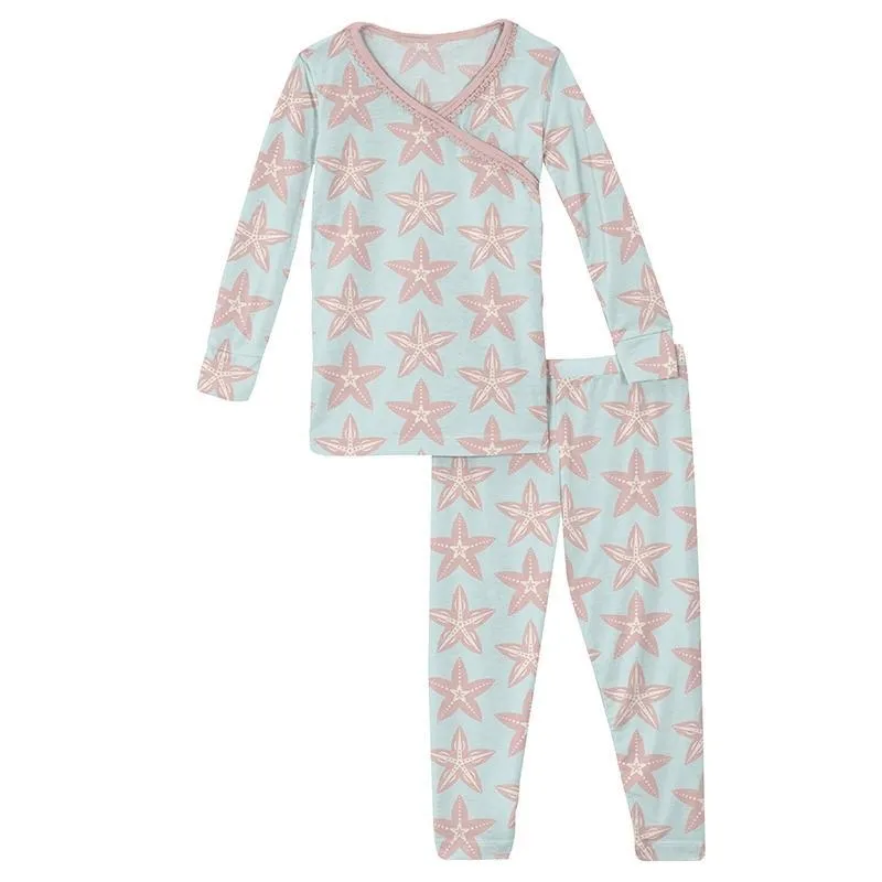 KicKee Pants L/S Scallop Kimono Pajama Set - Fresh Air Fancy Starfish