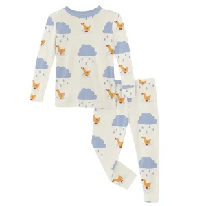 KicKee Pants Natural Puddle Duck L/S Pajama Set
