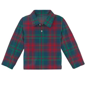 Kickee Pants Peacock Plaid Print Long Sleeve Polo