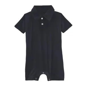 Kickee Pants Short Sleeve Polo Romper (Deep Space)