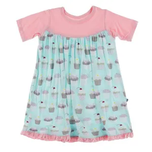 KicKee Pants S/S Swing Dress - Summer Sky Cupcakes