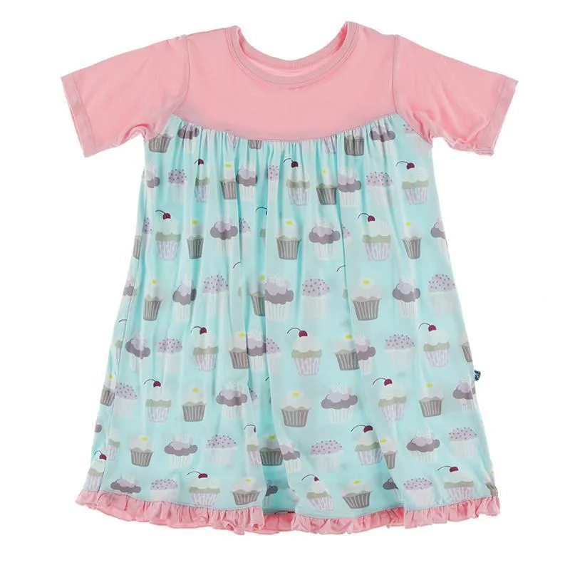KicKee Pants S/S Swing Dress - Summer Sky Cupcakes