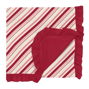 KicKee Pants Strawberry Candy Cane Stripe Ruffle Toddler Blanket