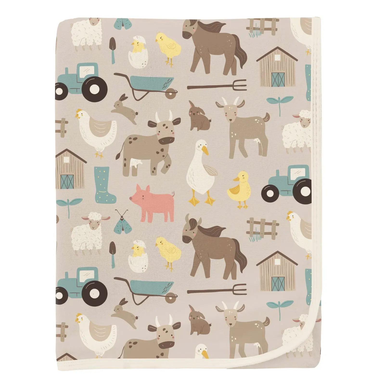 KicKee Pants Swaddling Blanket - Latte Morning on the Farm