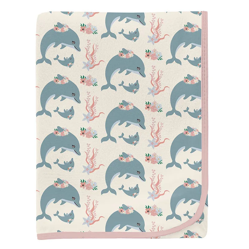 KicKee Pants Swaddling Blanket - Natural Dolphins