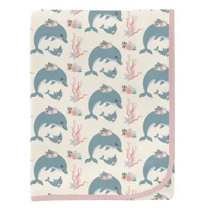 KicKee Pants Swaddling Blanket - Natural Dolphins