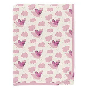 KicKee Pants Swaddling Blanket - Natural Flying Pigs