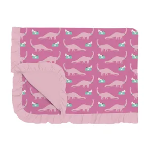 Kickee Pants Tulip Pet Dino Print Ruffle Toddler Blanket