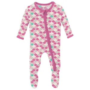 Kickee Pants Tulip Scales Print Muffin Ruffle Zipper Footie