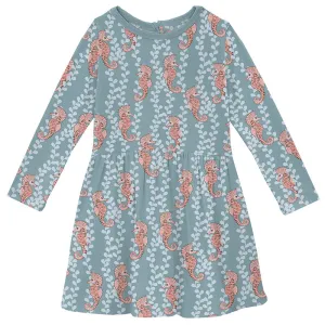 KicKee Pants Twirl Dress w/ Pockets - Stormy Sea Seahorses