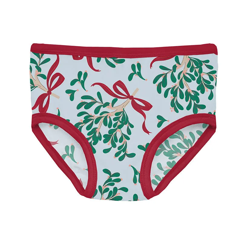 KicKee Pants Underwear - Illusion Blue Mistletoe & Ribbons