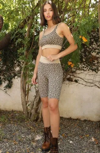 KIKI LEOPARD PRINTED BIKE SHORTS NUDE