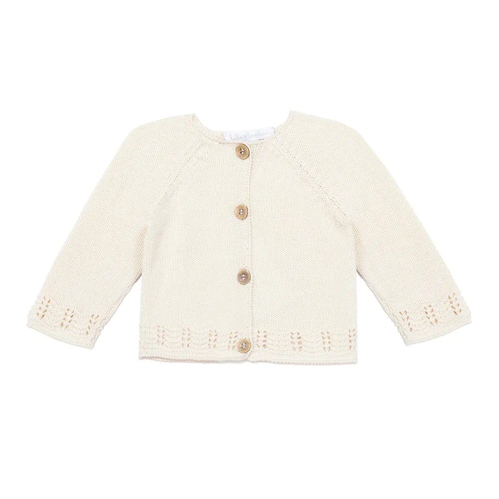 Knitted Pima Cotton Cardigan - Cream
