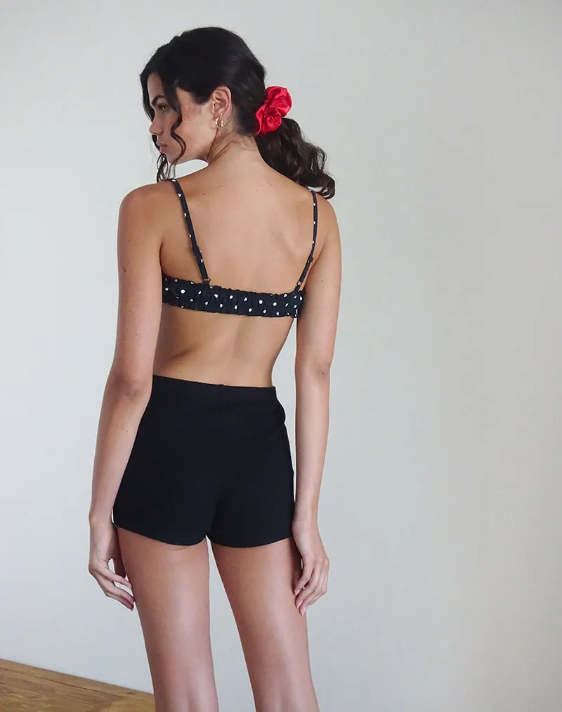Kyomi Micro Shorts in Ribbed Black