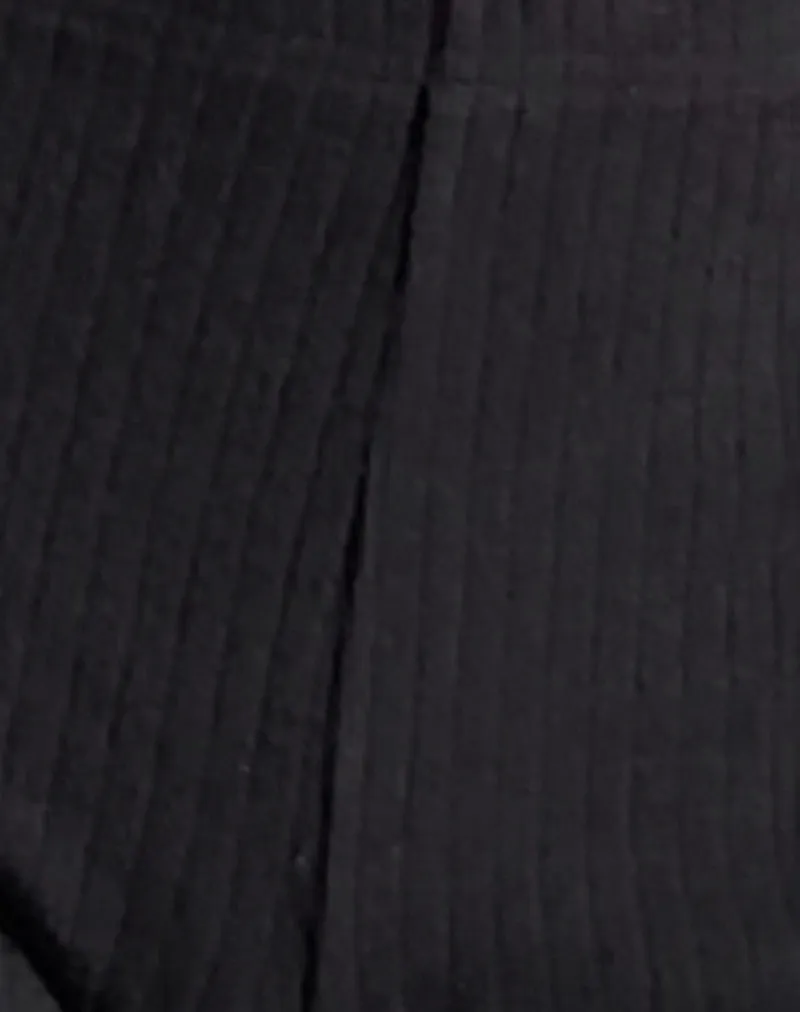 Kyomi Micro Shorts in Ribbed Black