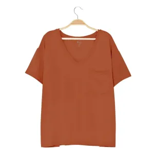 Kyte Women's Relaxed Fit V-Neck T-shirt - Rust