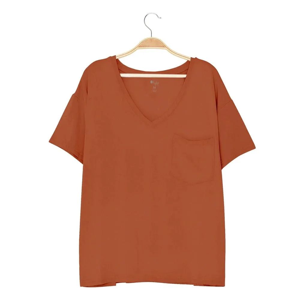 Kyte Women's Relaxed Fit V-Neck T-shirt - Rust