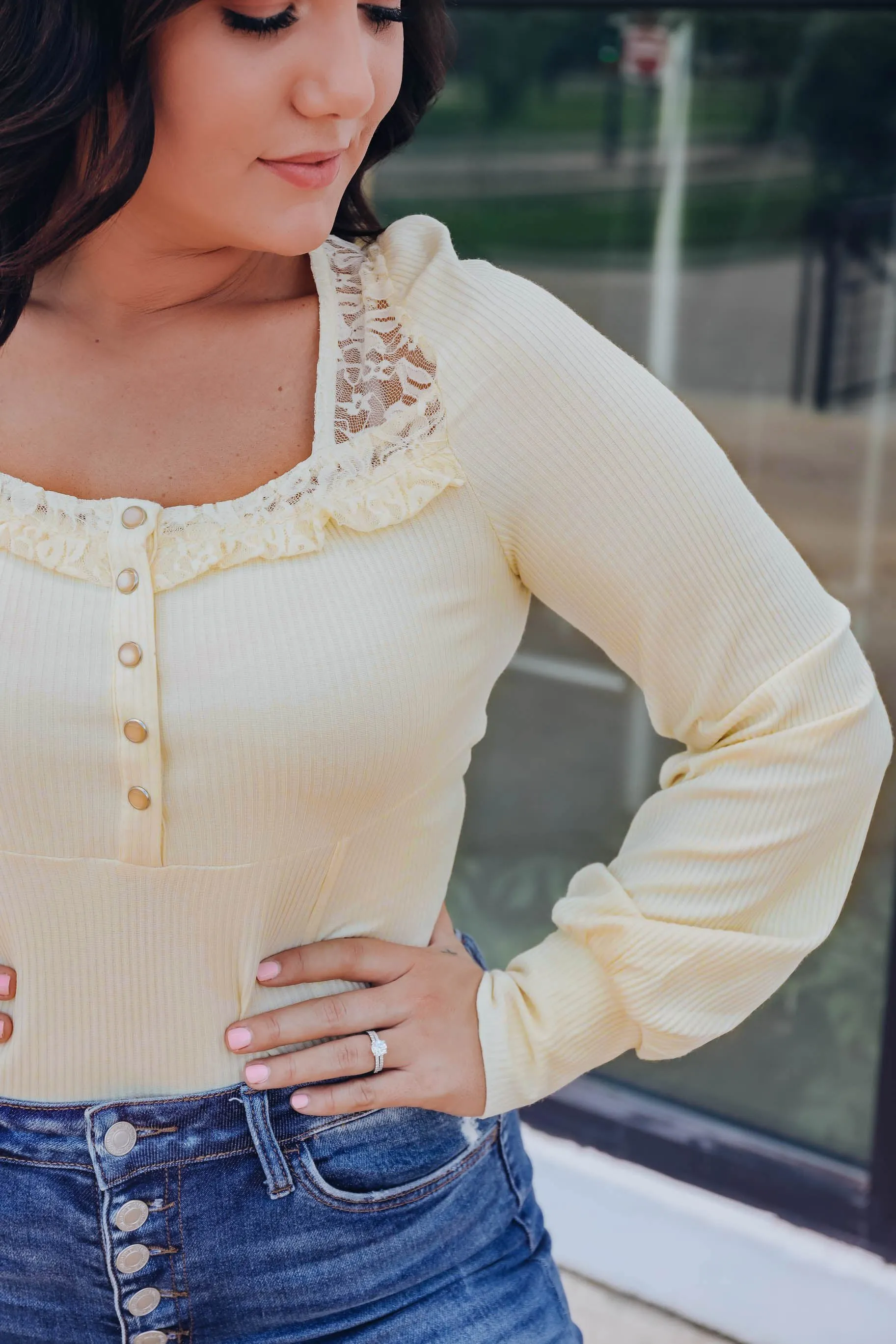 La Presa Square Neck Top - Butter