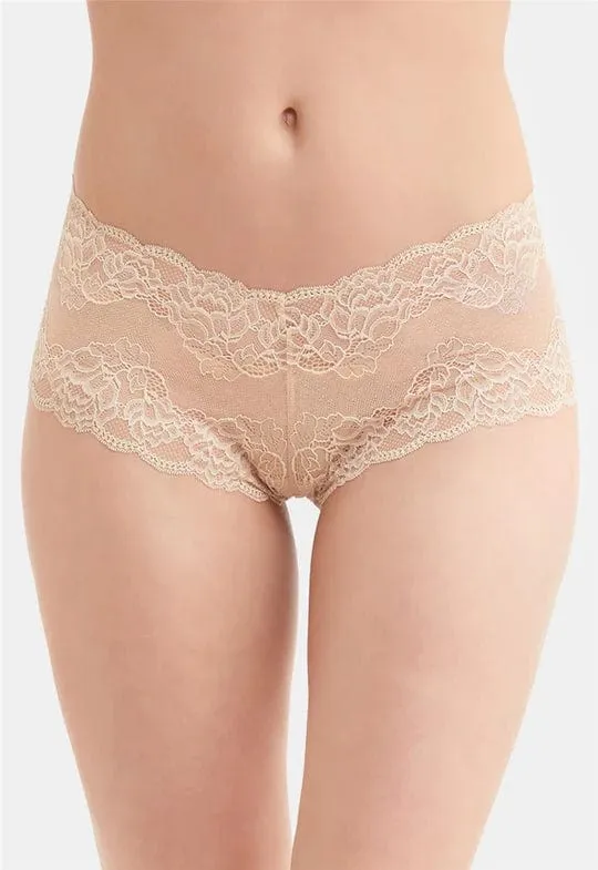 Lace Cheeky Panty- Sand