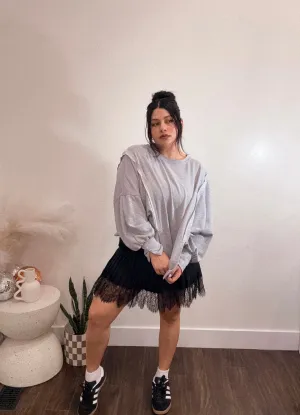Lace Layering Skirt in Black