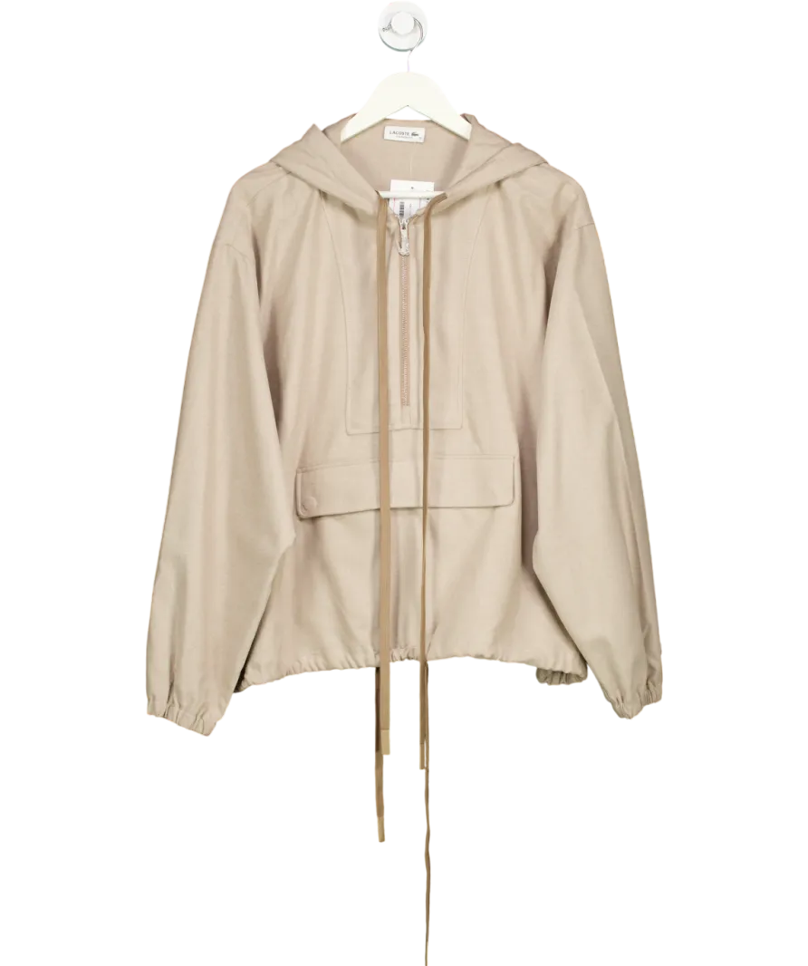 Lacoste Beige Oversized Flannel Pull Over Jacket UK 8