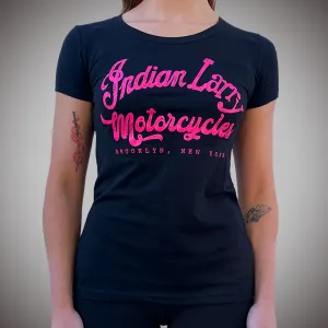 Ladies Hot Pink   Black Tee