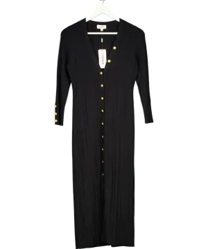 L'agence Black Kyra Ribbed Duster Dress With Buttons UK M