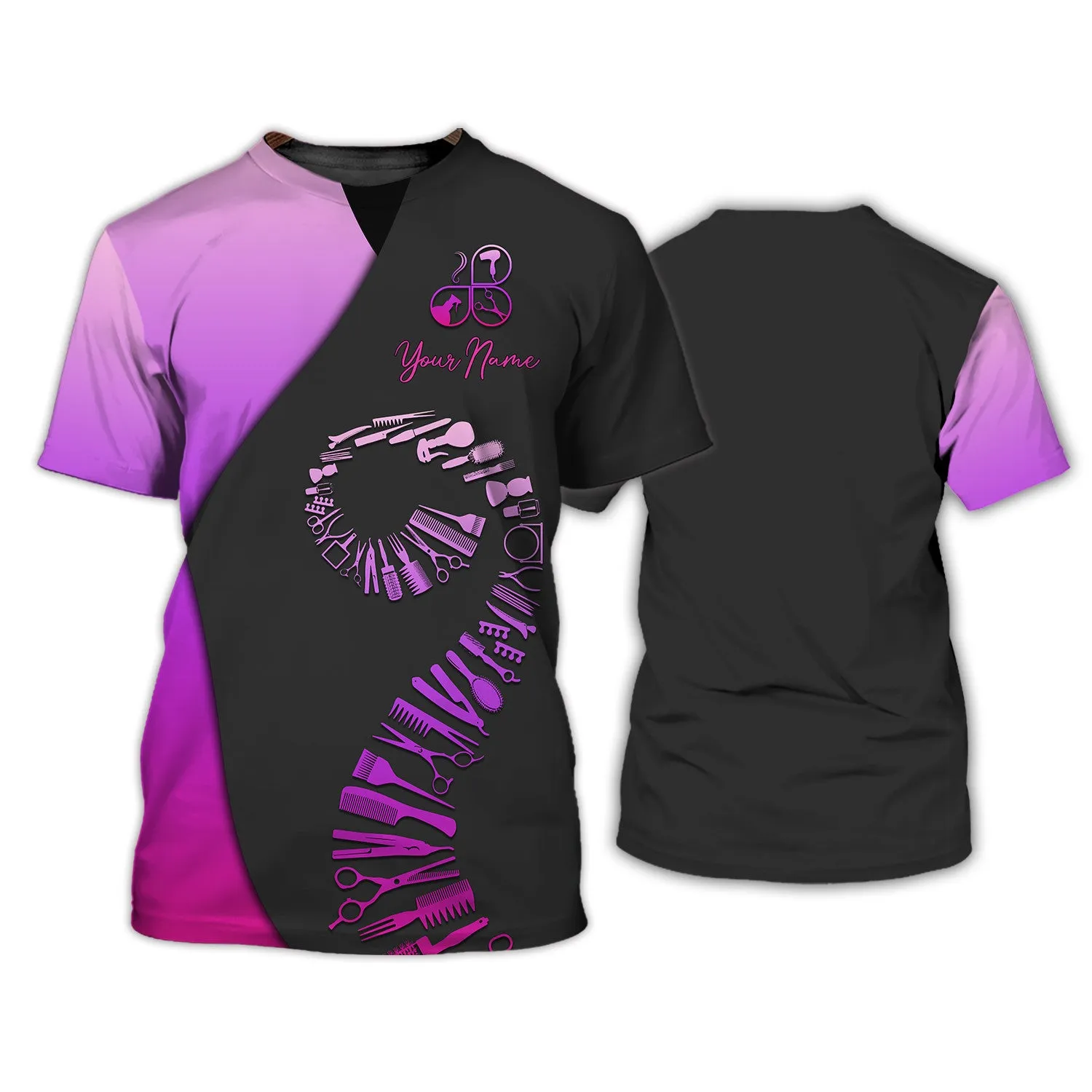Latest Hairdresser Pesonalized 3D Shirt Hair Cut Shop Uniform Hairdresser Pattern T-Shirt [Non Workwear]