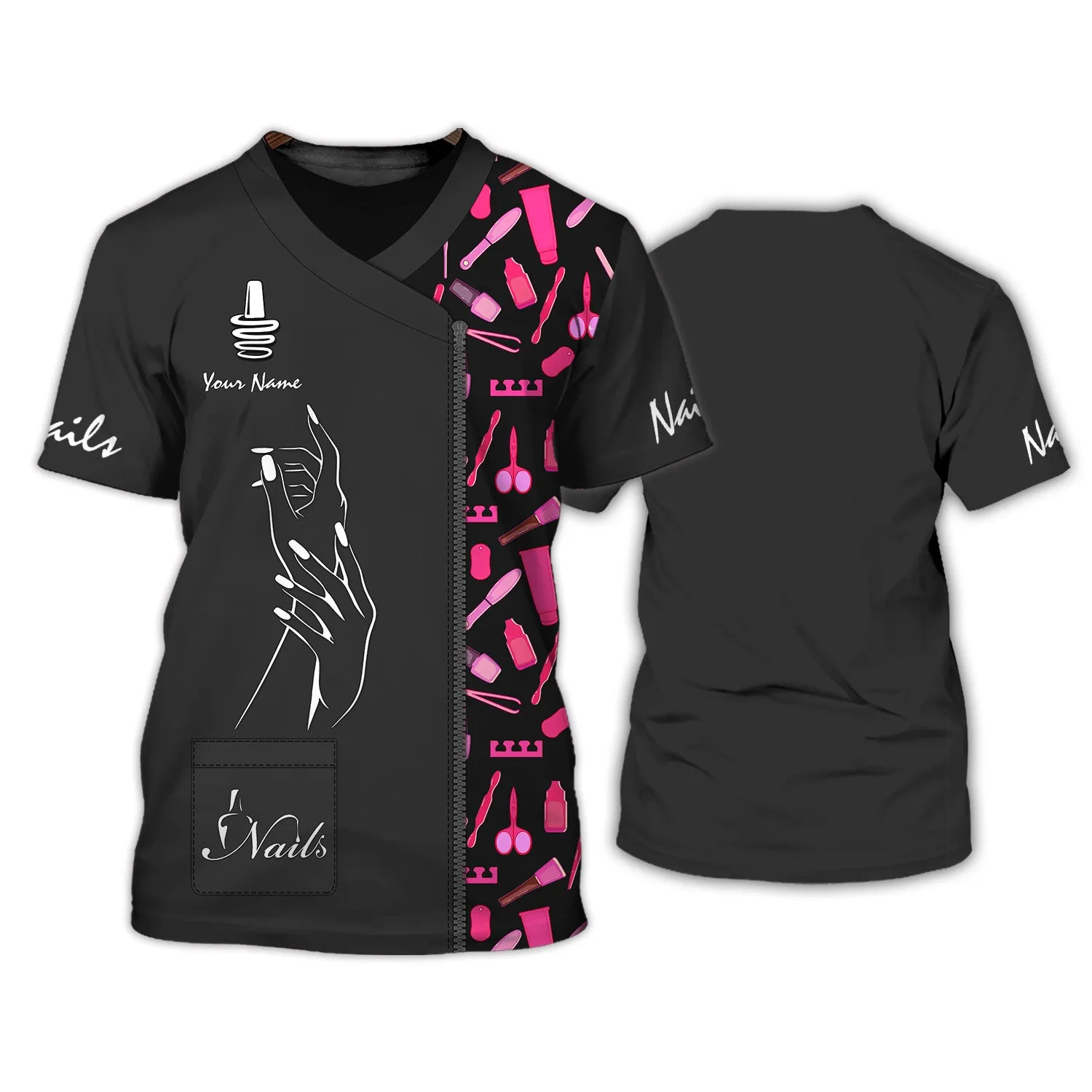 Latest Nail Artist T shirt Custom Nail Salon Uniform Manicurist Gift [Non Workwear]