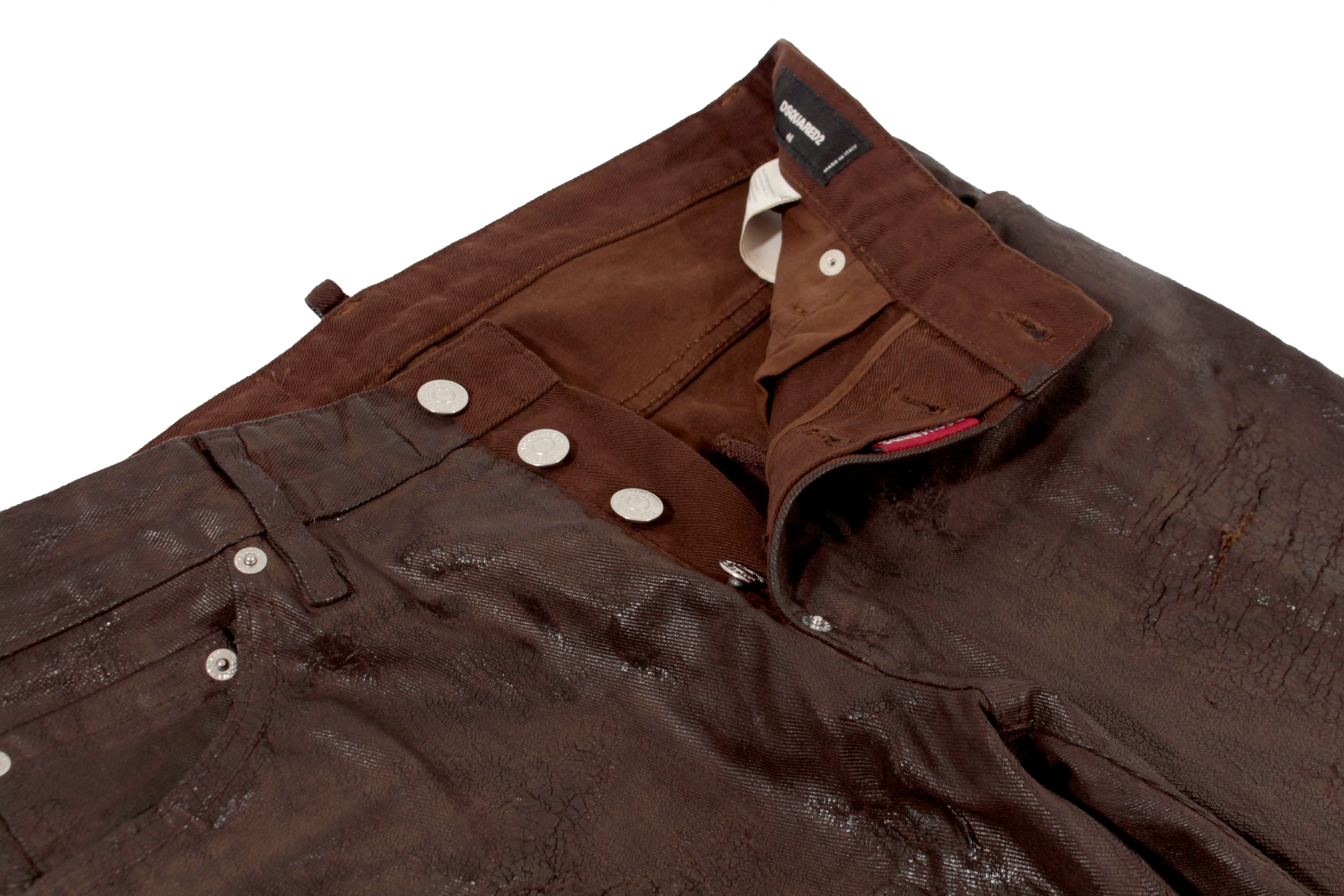 Leather 5 Pocket Pants - Brown