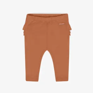Legging brun cuivré à volants en coton biologique, naissance  || Amber brown ruffled leggings in organic cotton, newborn