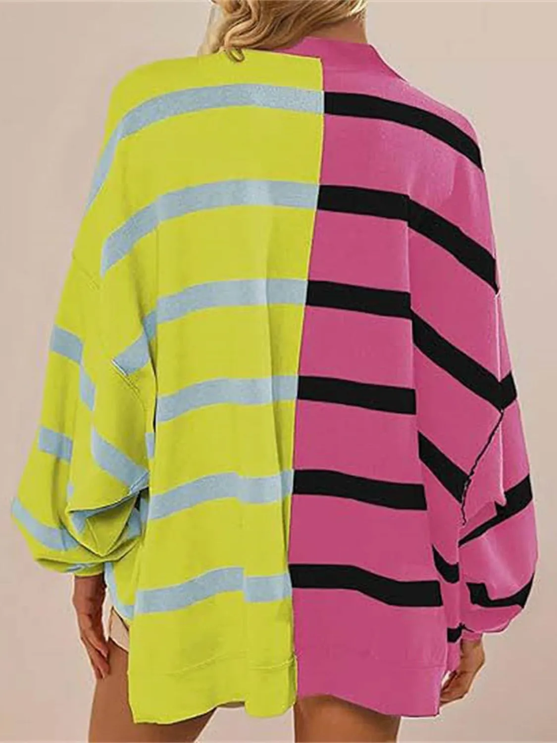 Lennon Striped Round Neck Long Sleeve Sweater
