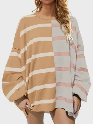 Lennon Striped Round Neck Long Sleeve Sweater