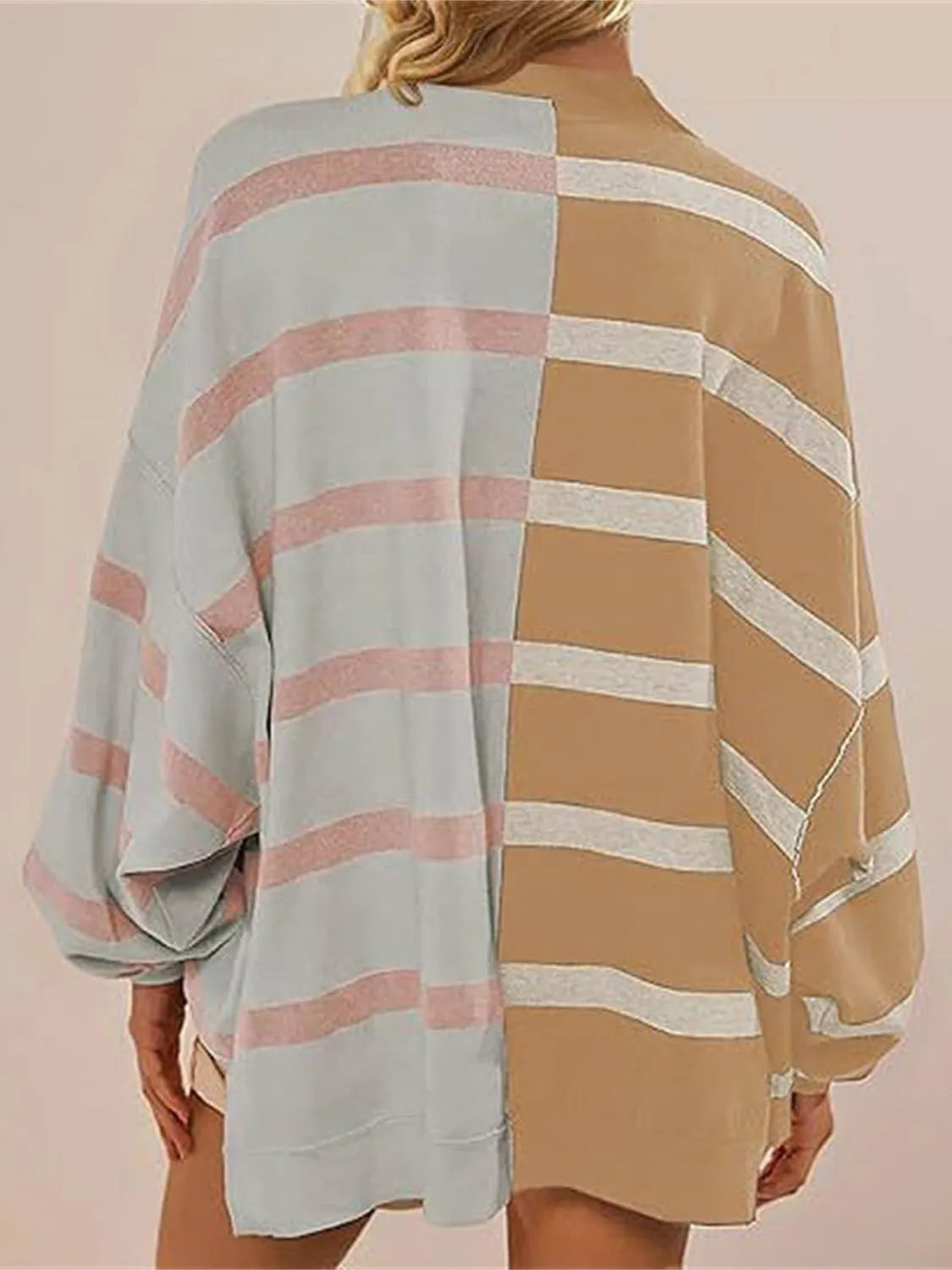 Lennon Striped Round Neck Long Sleeve Sweater