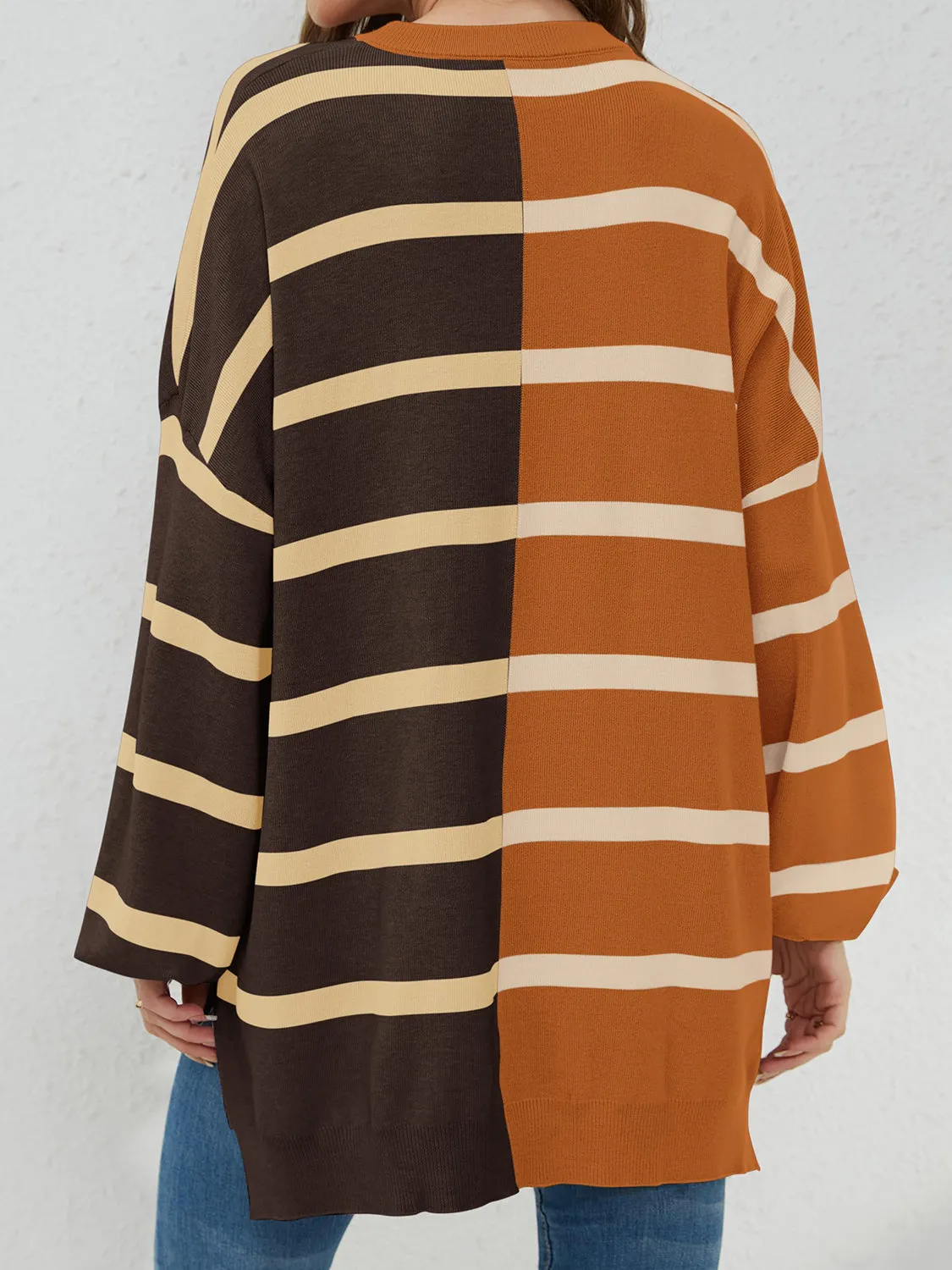 Lennon Striped Round Neck Long Sleeve Sweater