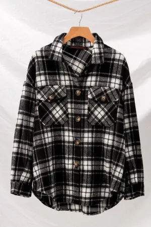 LEON PLAID OVERSIZED JACKET BLACK