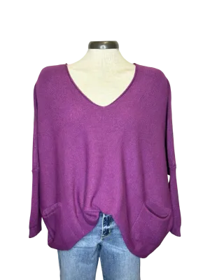 Leonie Oversize V Neck Sweater Grape