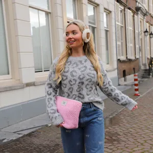 Leopard knit grey