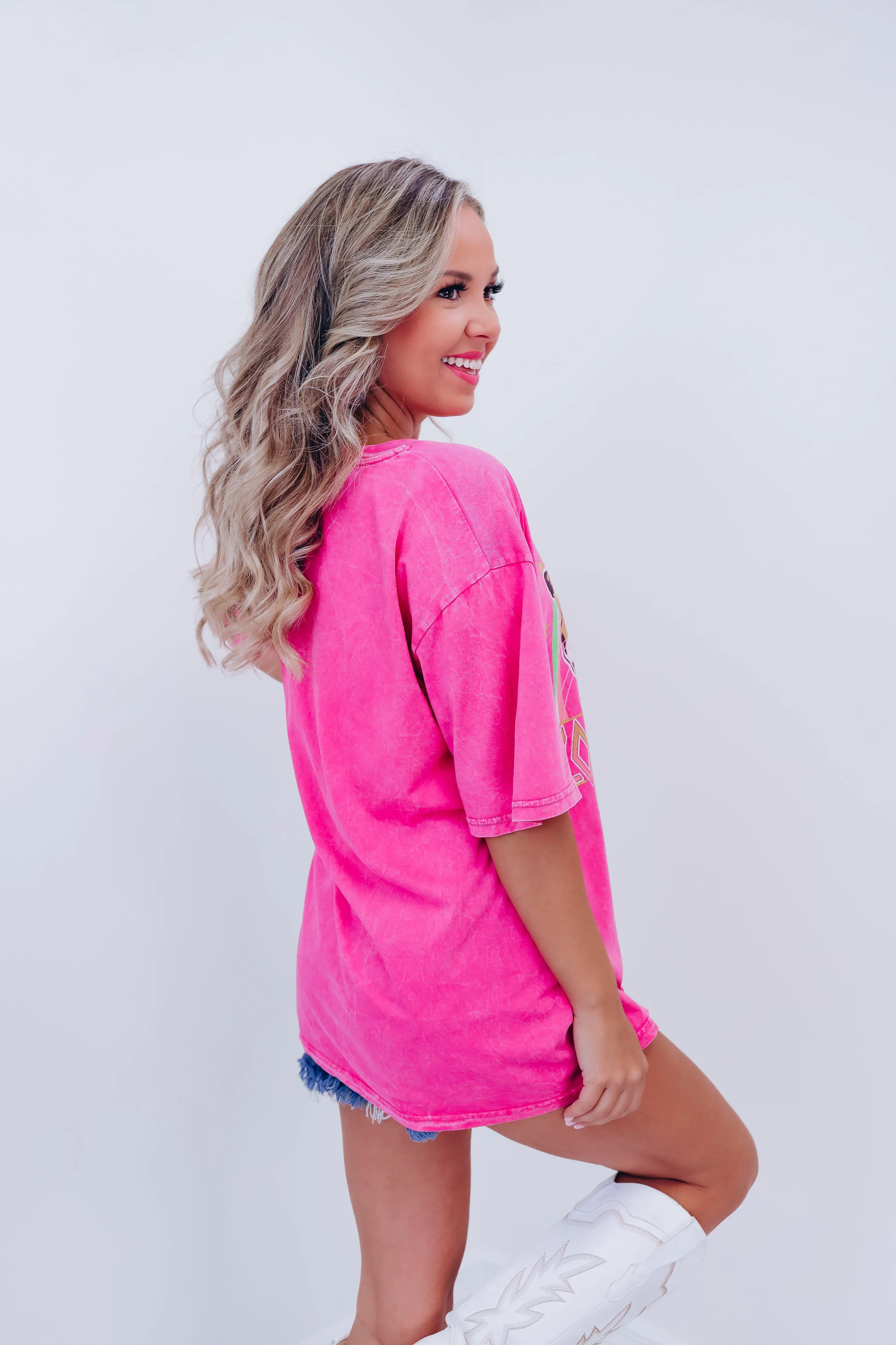Leopard Long Live Rock.... Graphic Tee - Pink