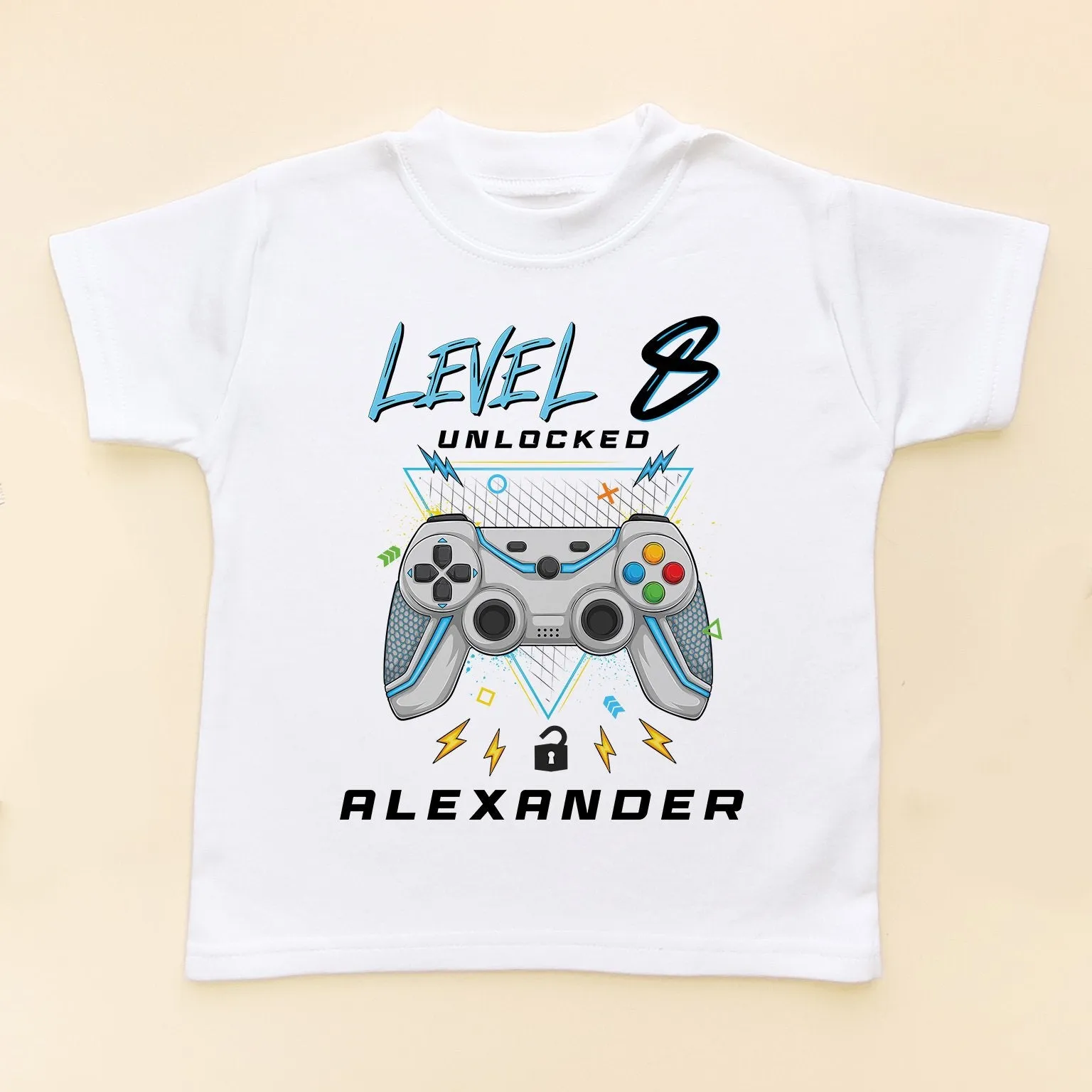 Level 8 Unlocked Gamer Birthday Personalised T Shirt