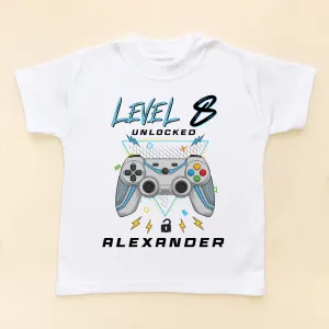 Level 8 Unlocked Gamer Birthday Personalised T Shirt