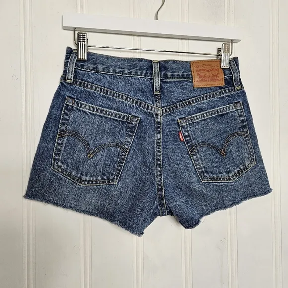 Levi's Denim Shorts Womens Size 25 80's High Rise Blue Medium Wash Cutt Offs