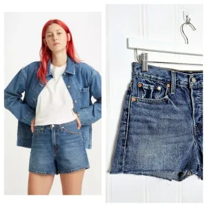 Levi's Denim Shorts Womens Size 25 80's High Rise Blue Medium Wash Cutt Offs