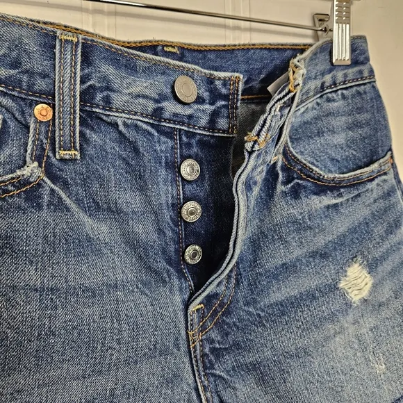 Levi's Denim Shorts Womens Size 25 80's High Rise Blue Medium Wash Cutt Offs
