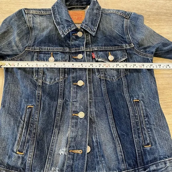 LEVI’s Ex Boyfriend Trucker Jacket in Blue Woodstock, XS