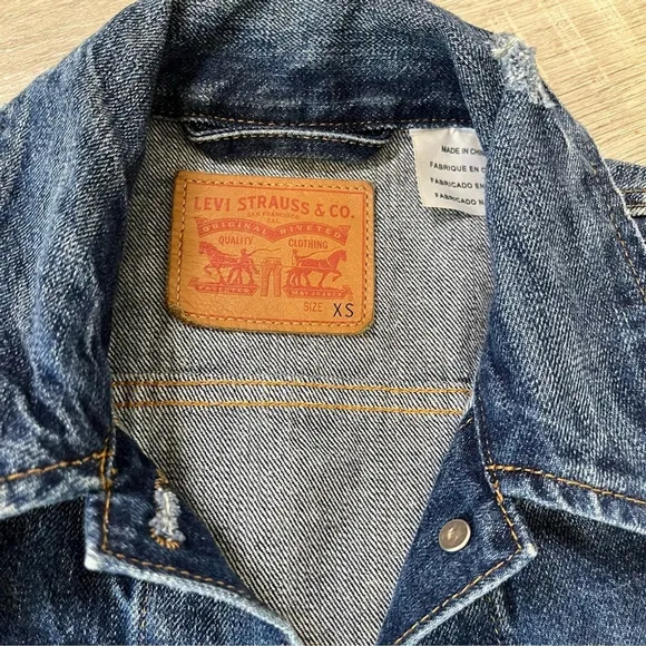 LEVI’s Ex Boyfriend Trucker Jacket in Blue Woodstock, XS