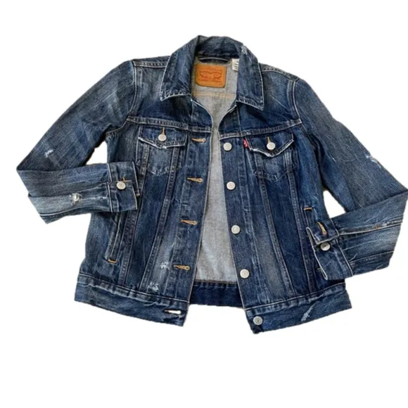 LEVI’s Ex Boyfriend Trucker Jacket in Blue Woodstock, XS