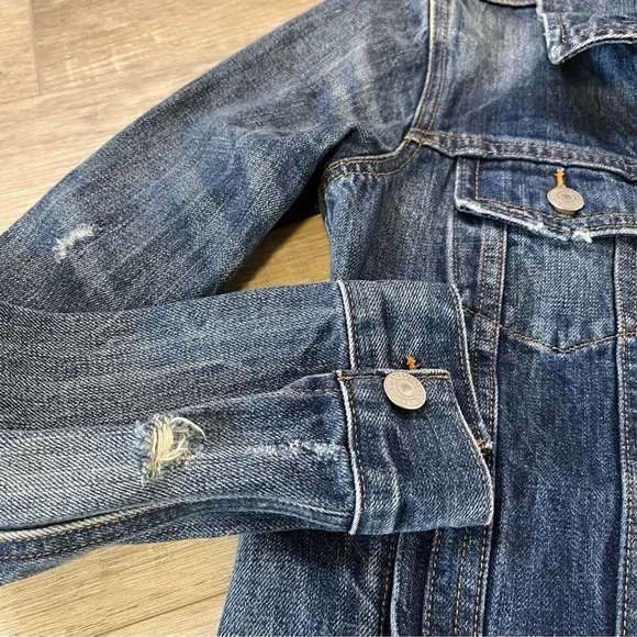 LEVI’s Ex Boyfriend Trucker Jacket in Blue Woodstock, XS