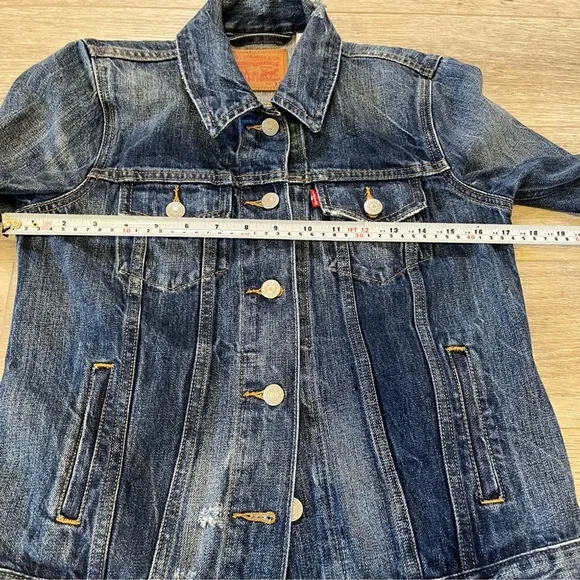 LEVI’s Ex Boyfriend Trucker Jacket in Blue Woodstock, XS